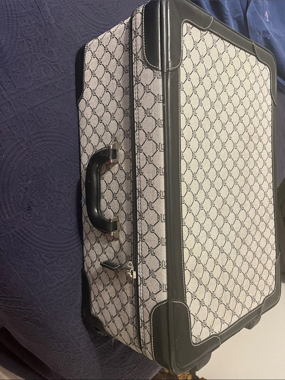 Ralph Lauren Navy Blue Satin-Lined suitcase with monogram RL